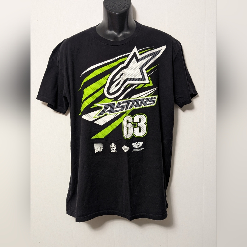 Men's Alpinestars Black Green Graphic T-shirt Size XL